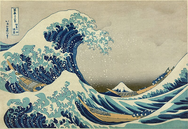 “A grande onda de Kanagawa”, xilogravura de Katsushika Hokusai.