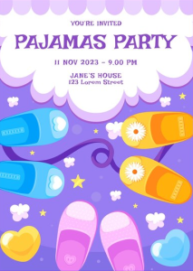 Convite de festa do pijama